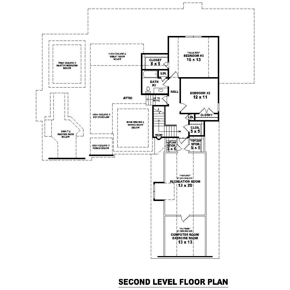 Floor Plan Second Story of Country Plan #170-1671