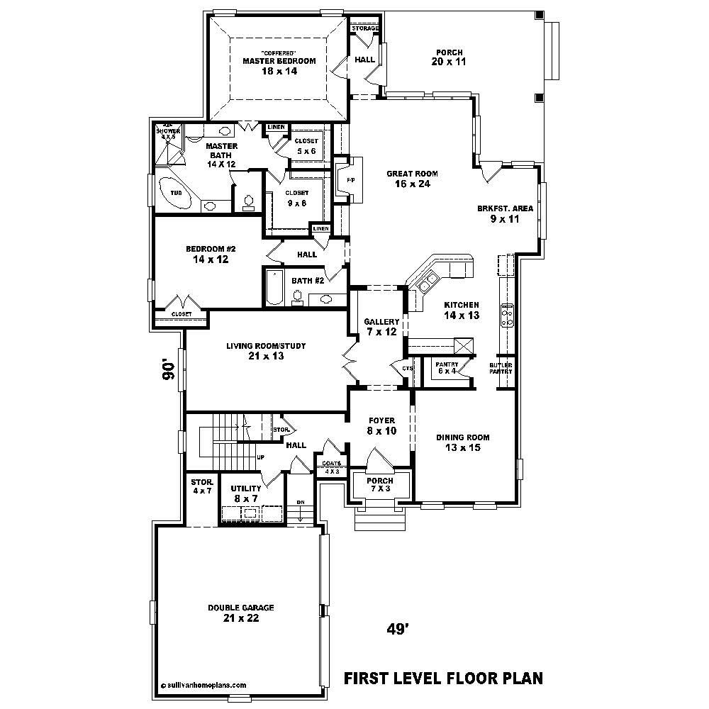 Floor Plan First Story of Luxury Plan #170-1672