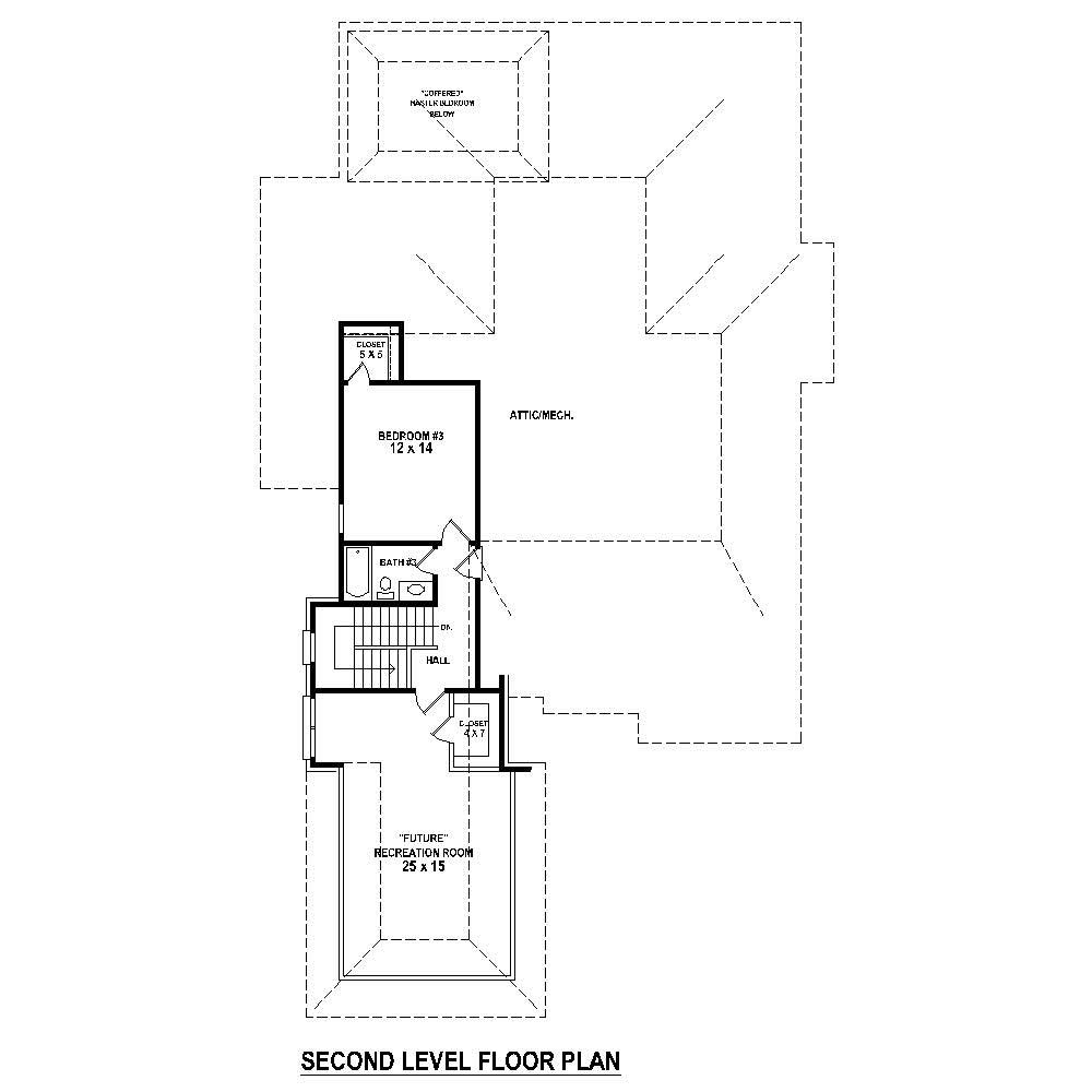 Floor Plan Second Story of French Plan #170-1678