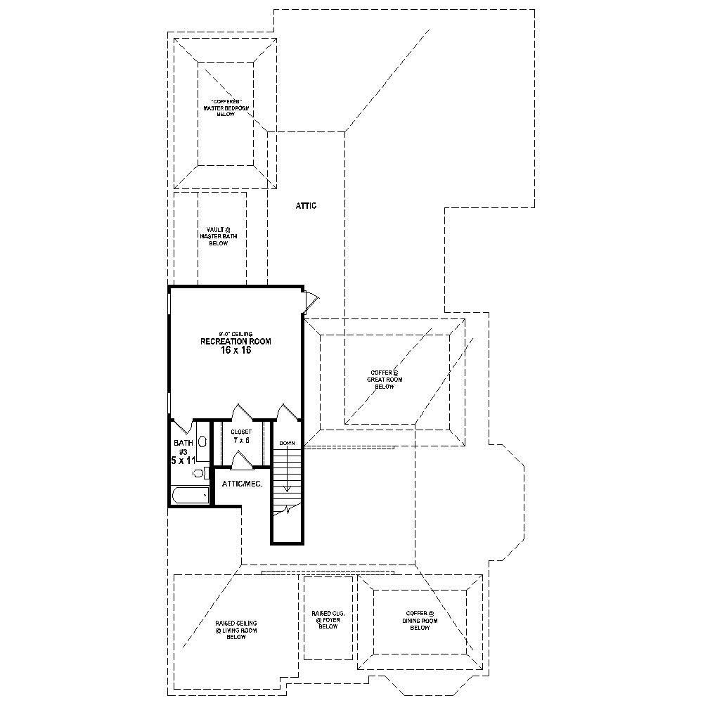 Floor Plan Second Story of French Plan #170-1679