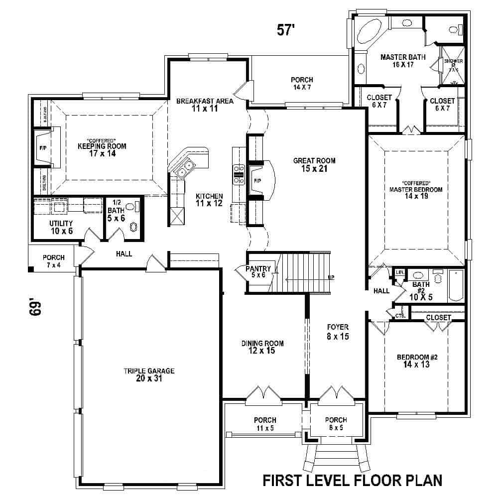 Floor Plan First Story of Country Plan #170-1681