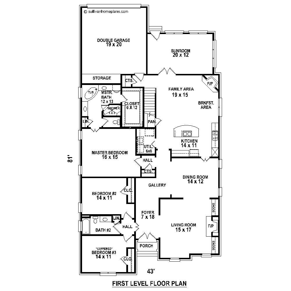 Floor Plan First Story of French Plan #170-1686