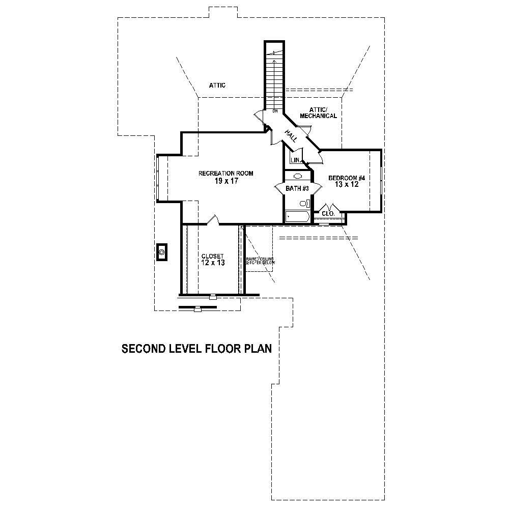 Floor Plan Second Story of French Plan #170-1687