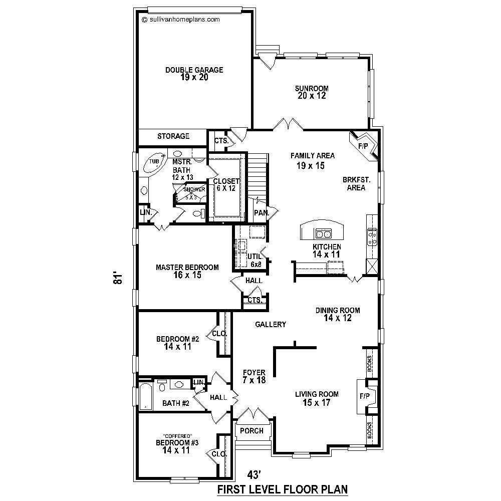 Floor Plan First Story of French Plan #170-1688