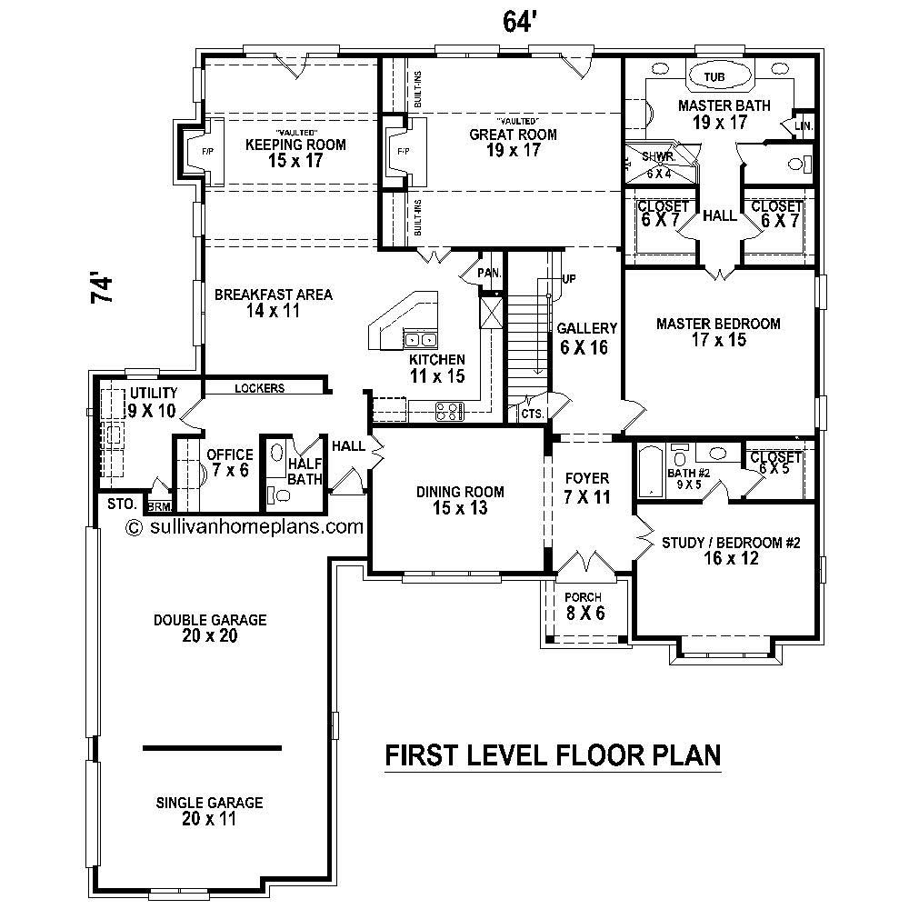 Floor Plan First Story of French Plan #170-1693
