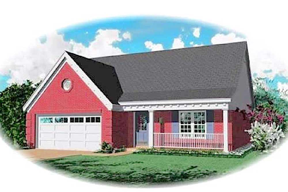 Front view of Transitional home (ThePlanCollection: House Plan #170-1700)