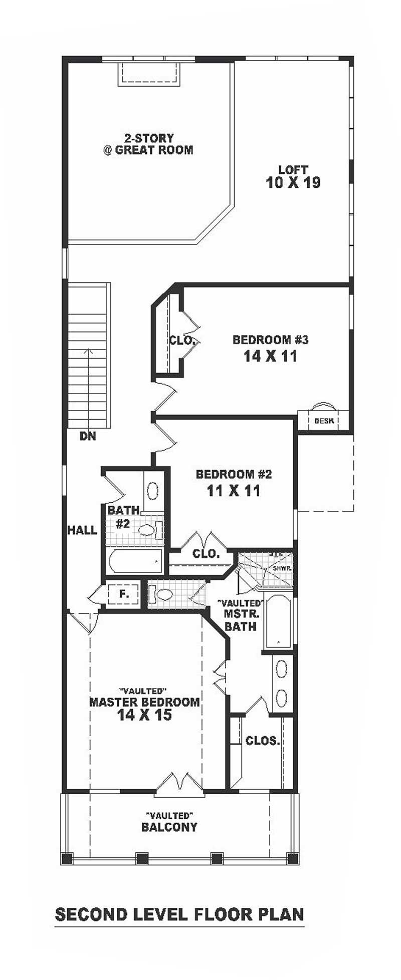 Floor Plan Second Story of Contemporary Plan #170-1709