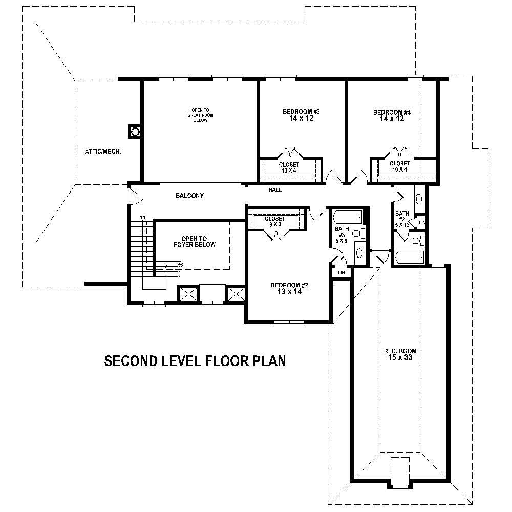 Floor Plan Second Story of French Plan #170-1718