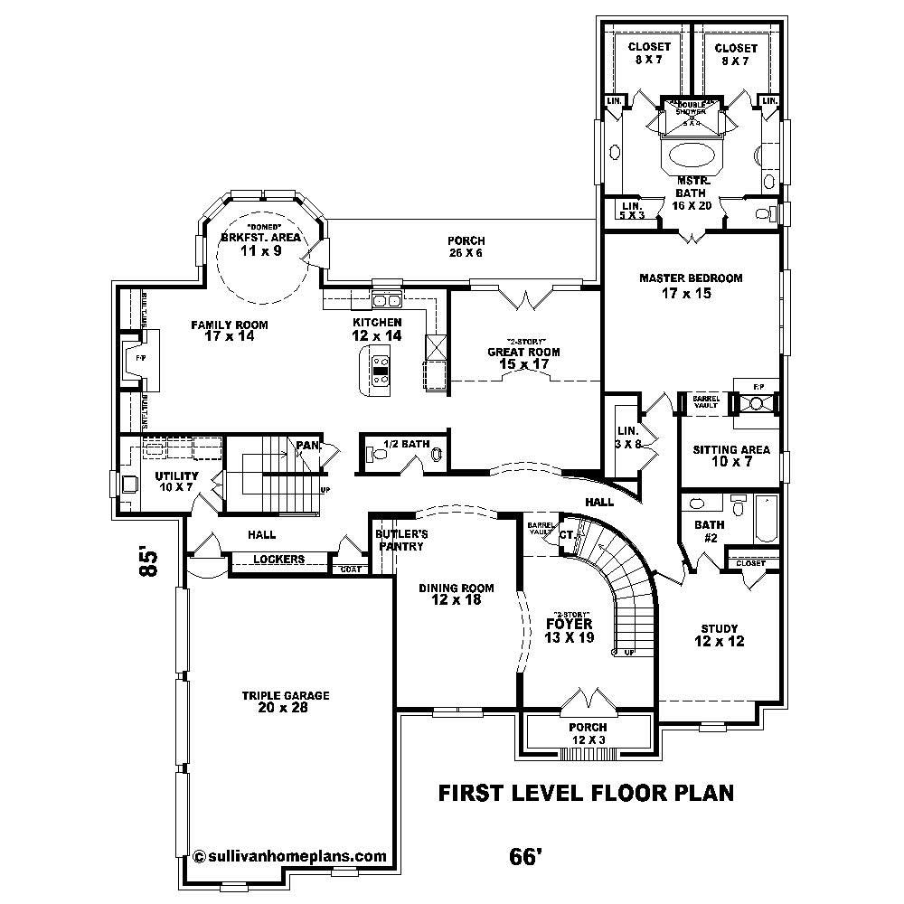 Floor Plan First Story of Country Plan #170-1719