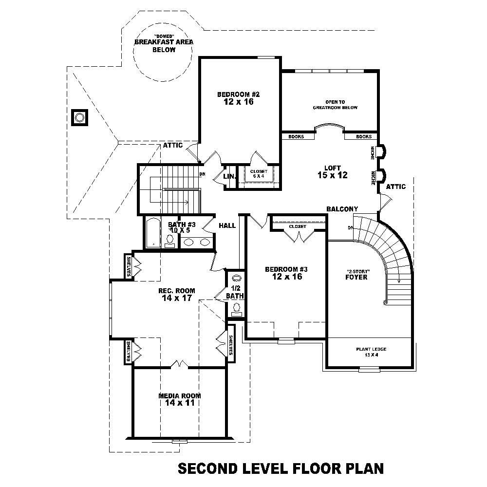 Floor Plan Second Story of Country Plan #170-1719