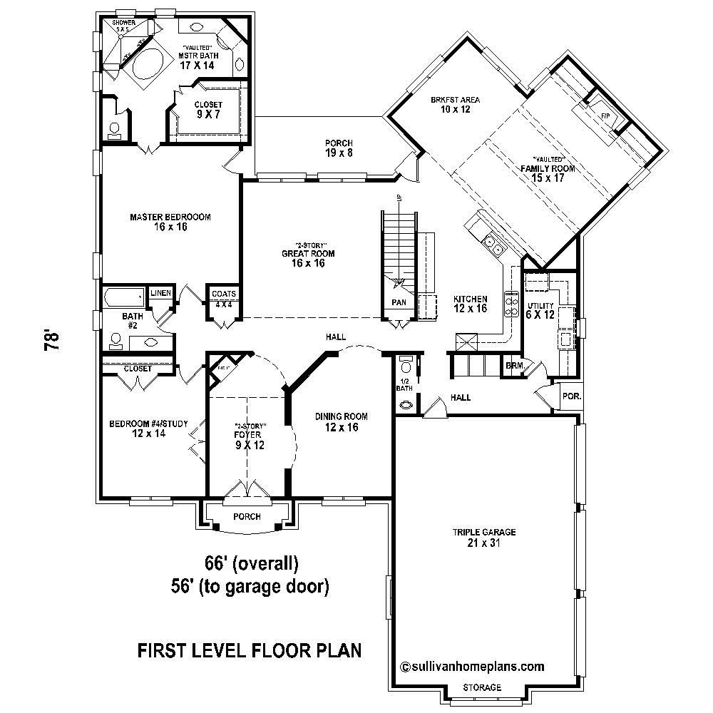 Floor Plan First Story of Country Plan #170-1723