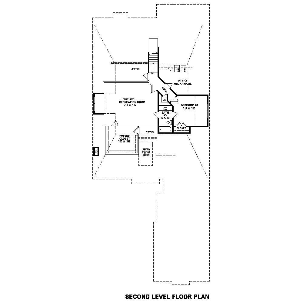 Floor Plan Second Story of French Plan #170-1727