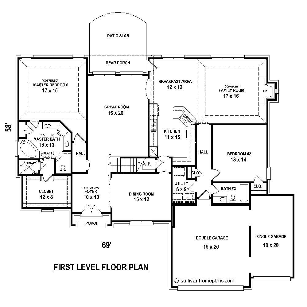 Floor Plan First Story of French Plan #170-1728