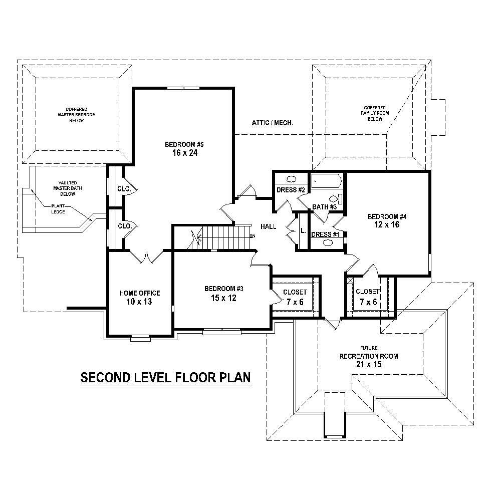 Floor Plan Second Story of French Plan #170-1728