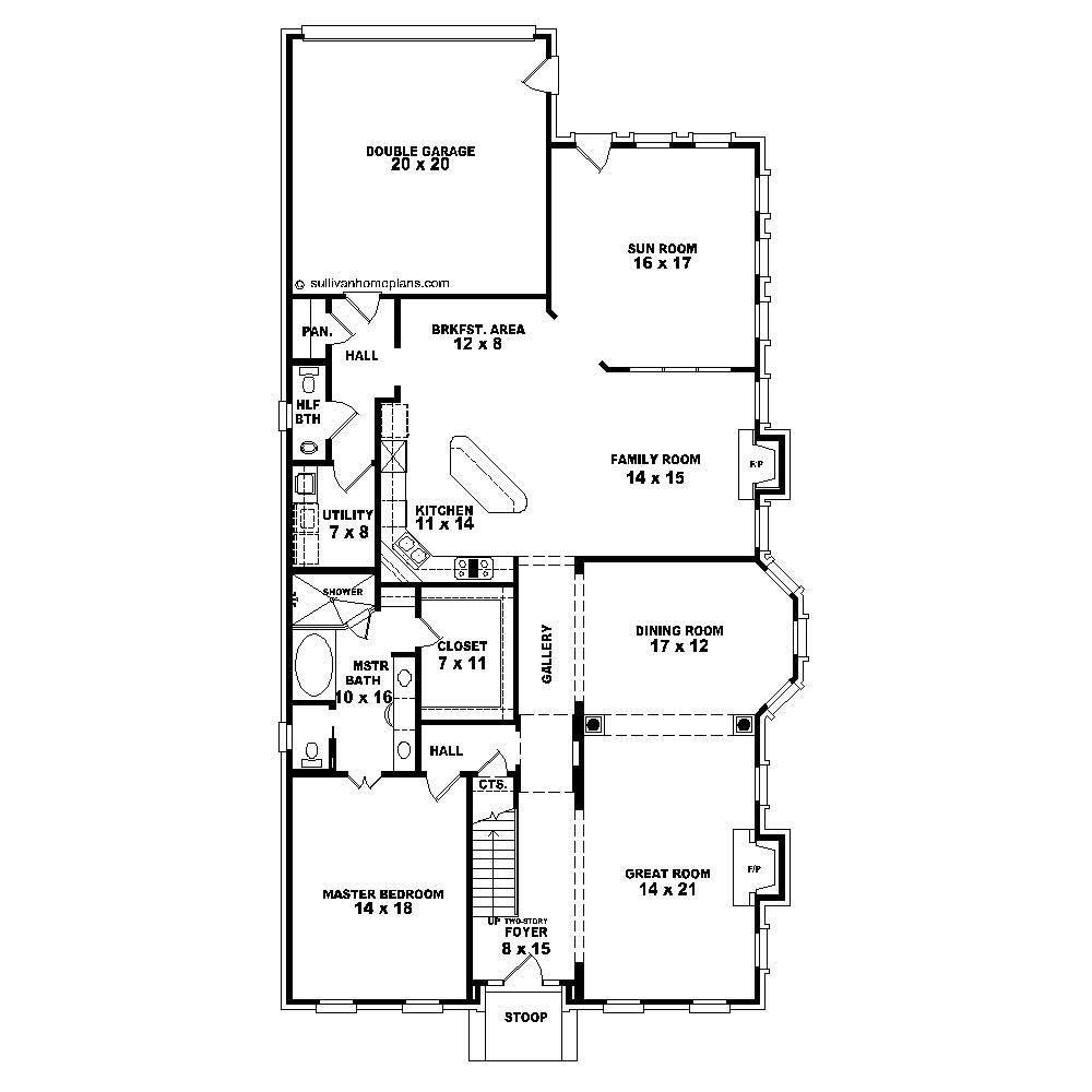 Floor Plan First Story of French Plan #170-1732