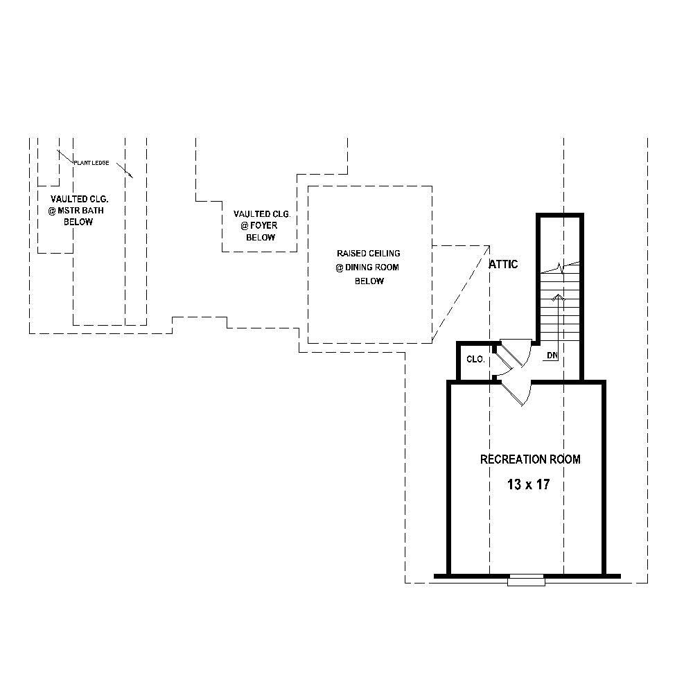 Floor Plan Second Story of Cape Cod Plan #170-1733