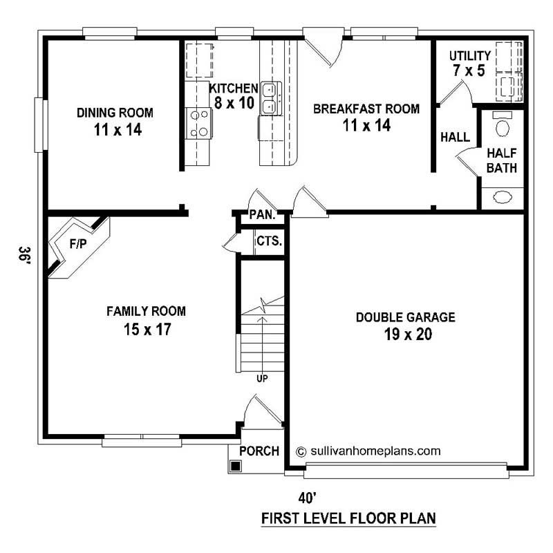 Floor Plan First Story of European Plan #170-1734