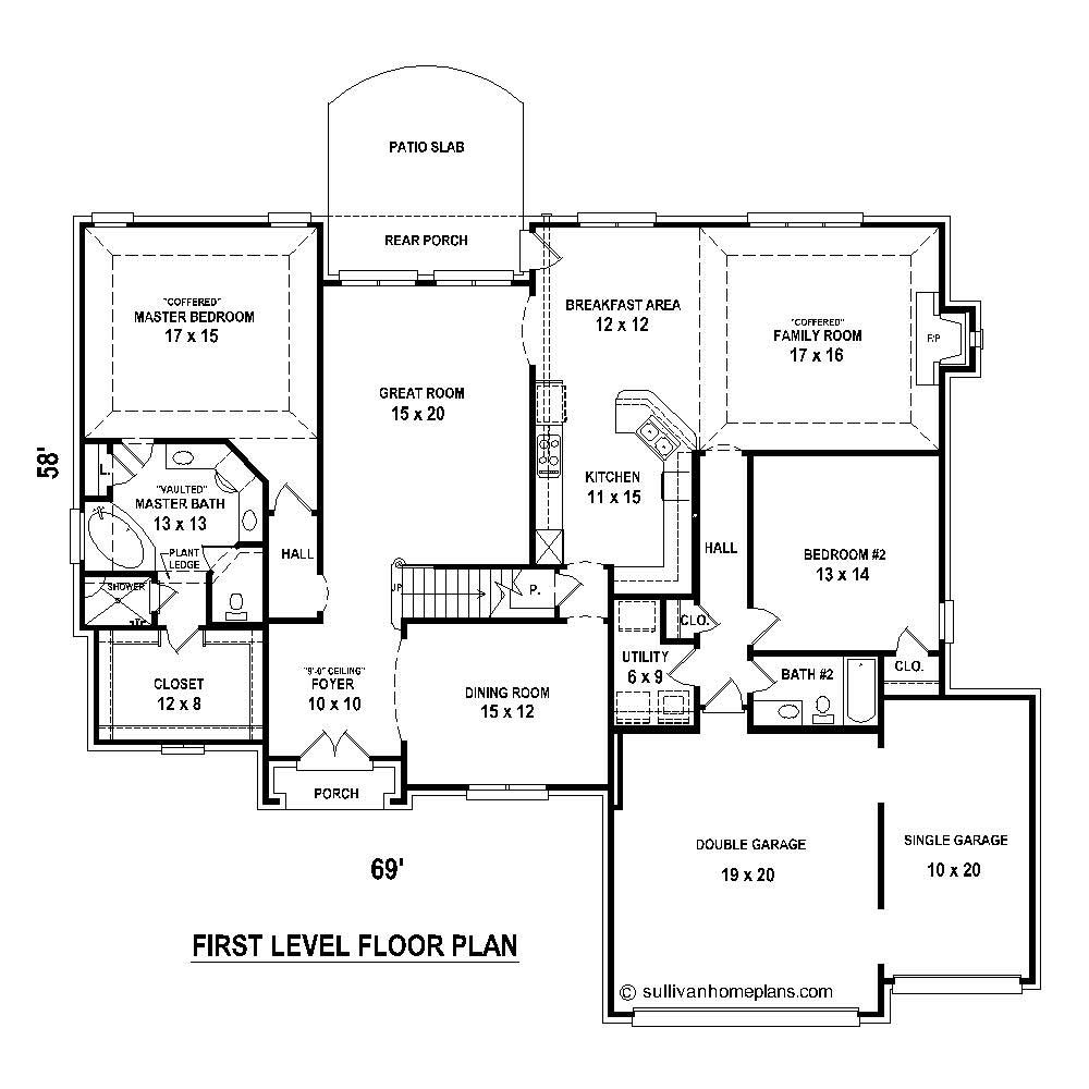 Floor Plan First Story of French Plan #170-1736