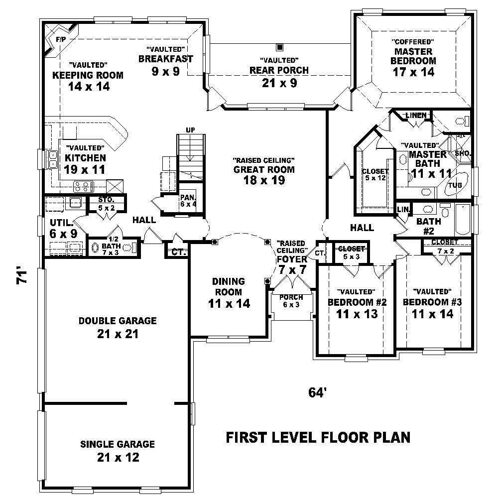 Floor Plan First Story of Country Plan #170-1738