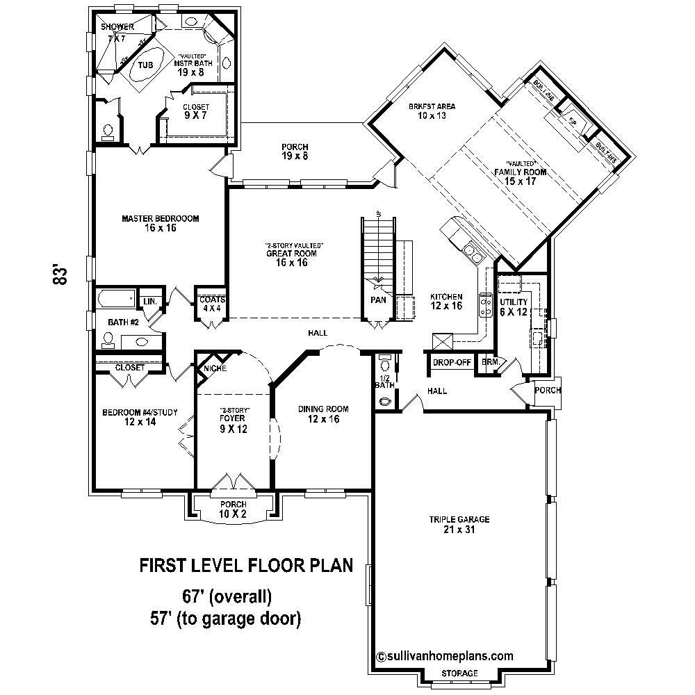 Floor Plan First Story of Country Plan #170-1739