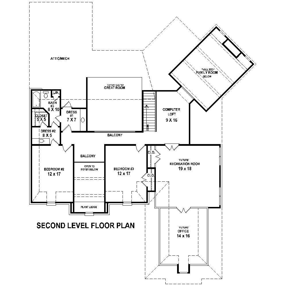 Floor Plan Second Story of Country Plan #170-1739