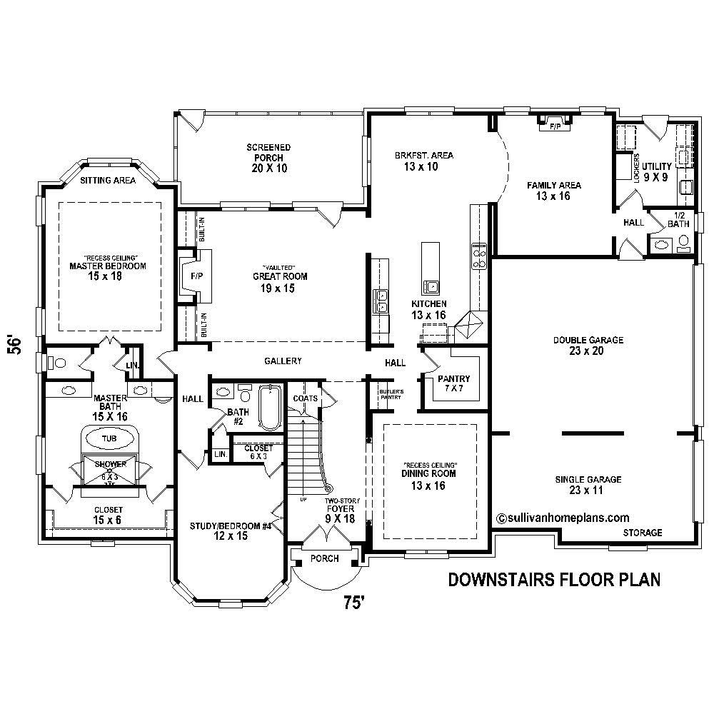 Floor Plan First Story of Country Plan #170-1745