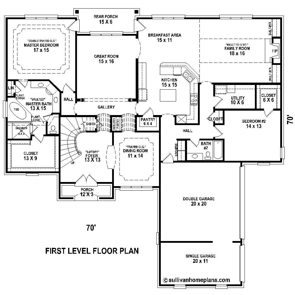 Floor Plan First Story of Country Plan #170-1747