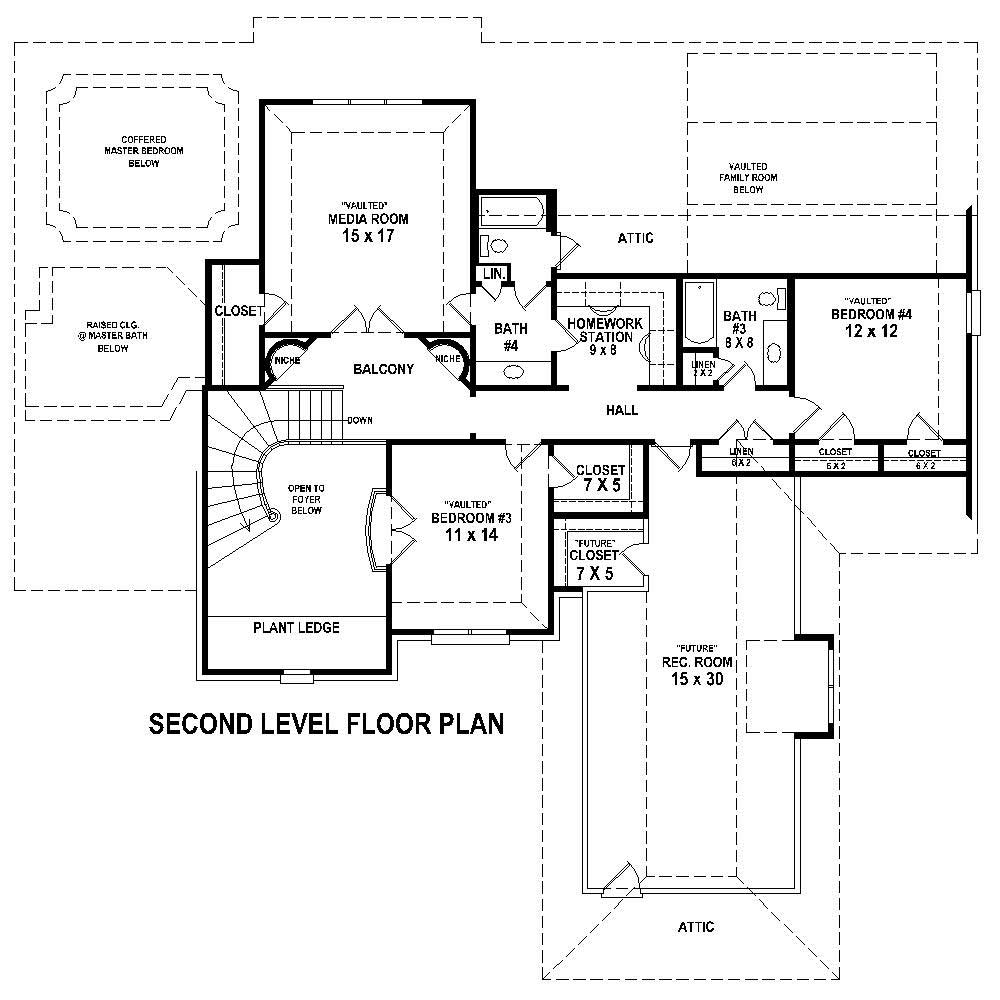 Floor Plan Second Story of Country Plan #170-1747