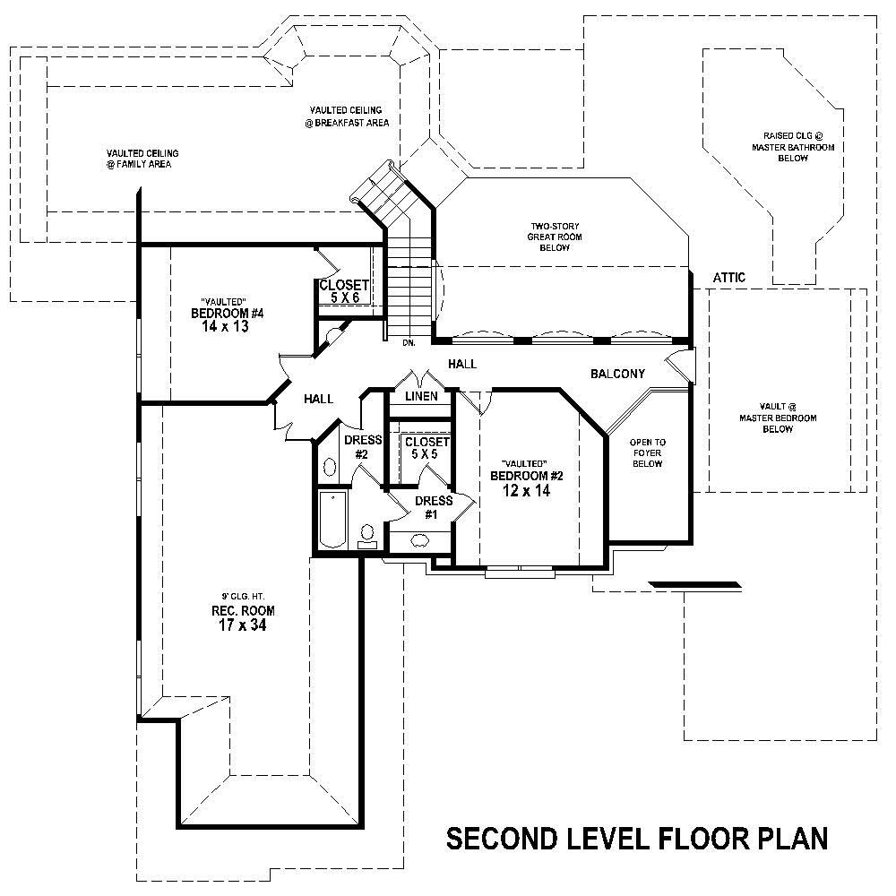 Floor Plan Second Story of Country Plan #170-1748