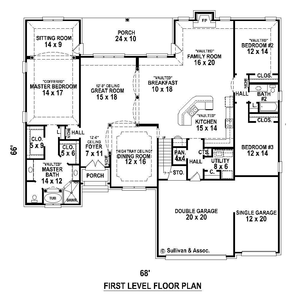 Floor Plan First Story of Country Plan #170-1749