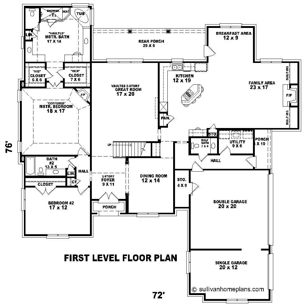 Floor Plan First Story of French Plan #170-1751
