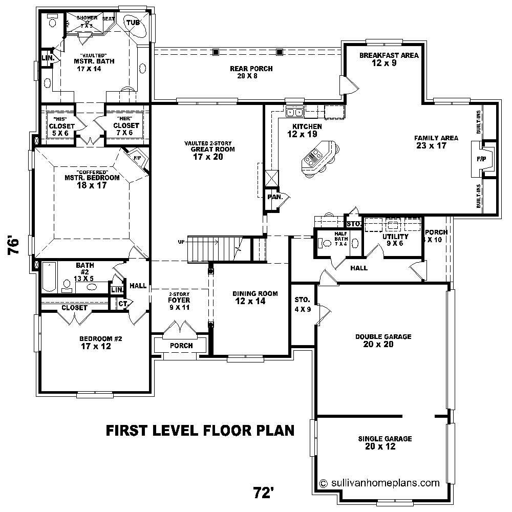 Floor Plan First Story of French Plan #170-1753
