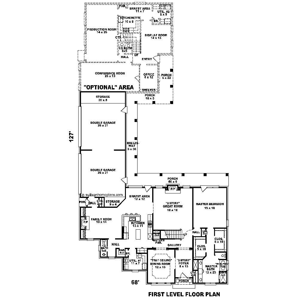 Floor Plan First Story of French Plan #170-1754