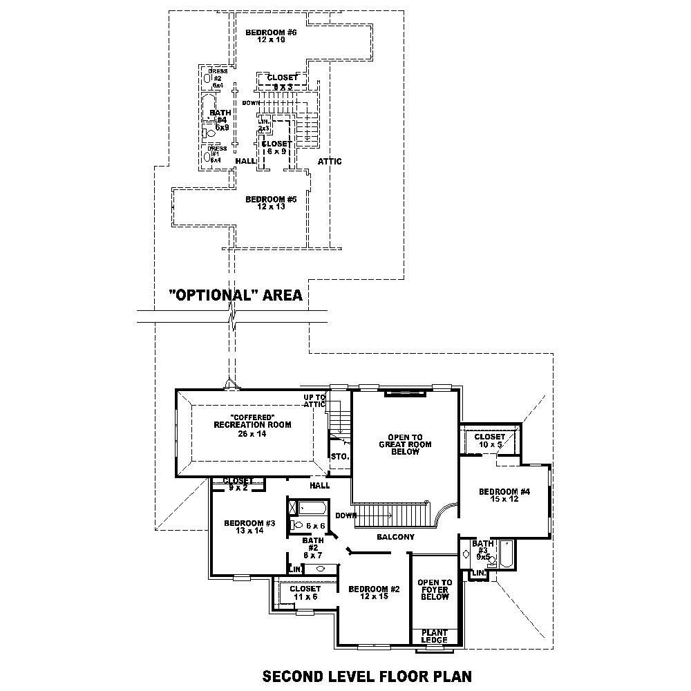 Floor Plan Second Story of French Plan #170-1754