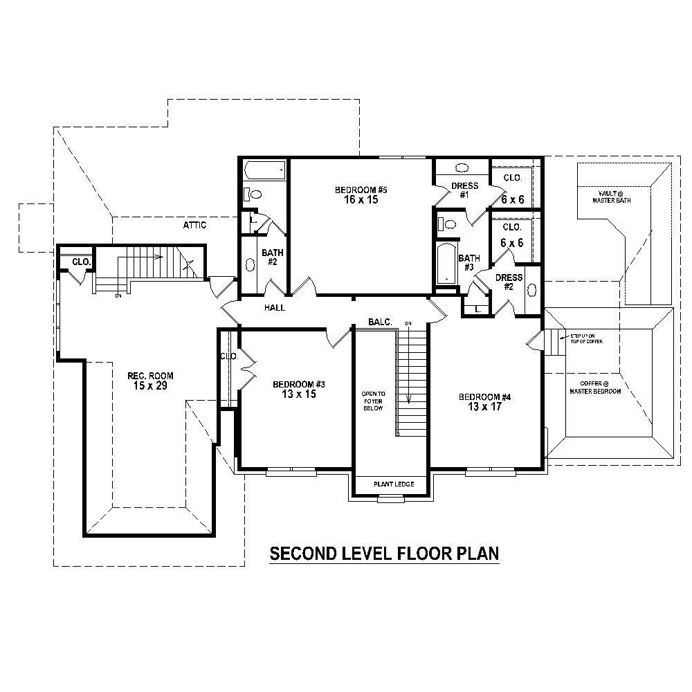 Floor Plan Second Story of French Plan #170-1772