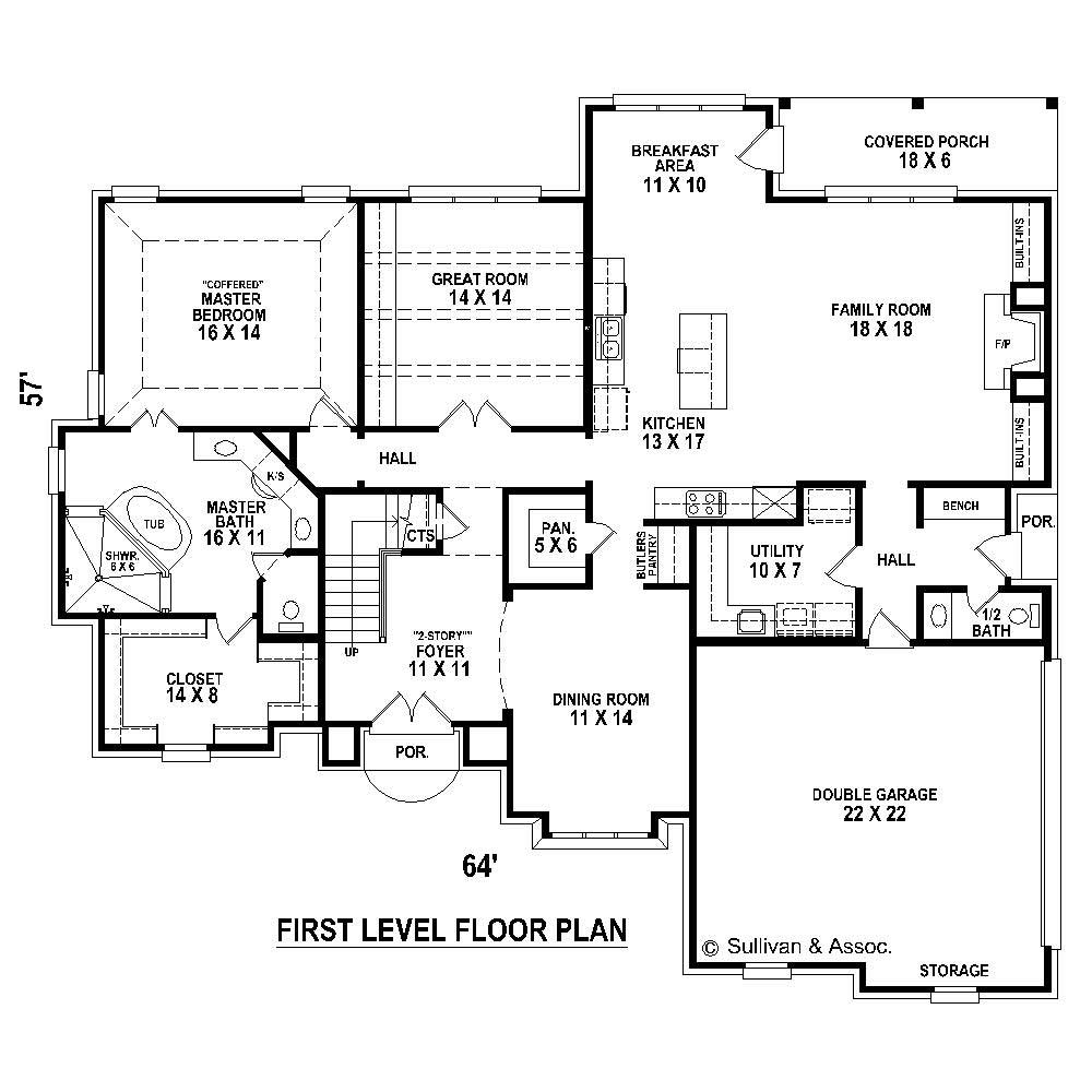Floor Plan First Story of French Plan #170-1774