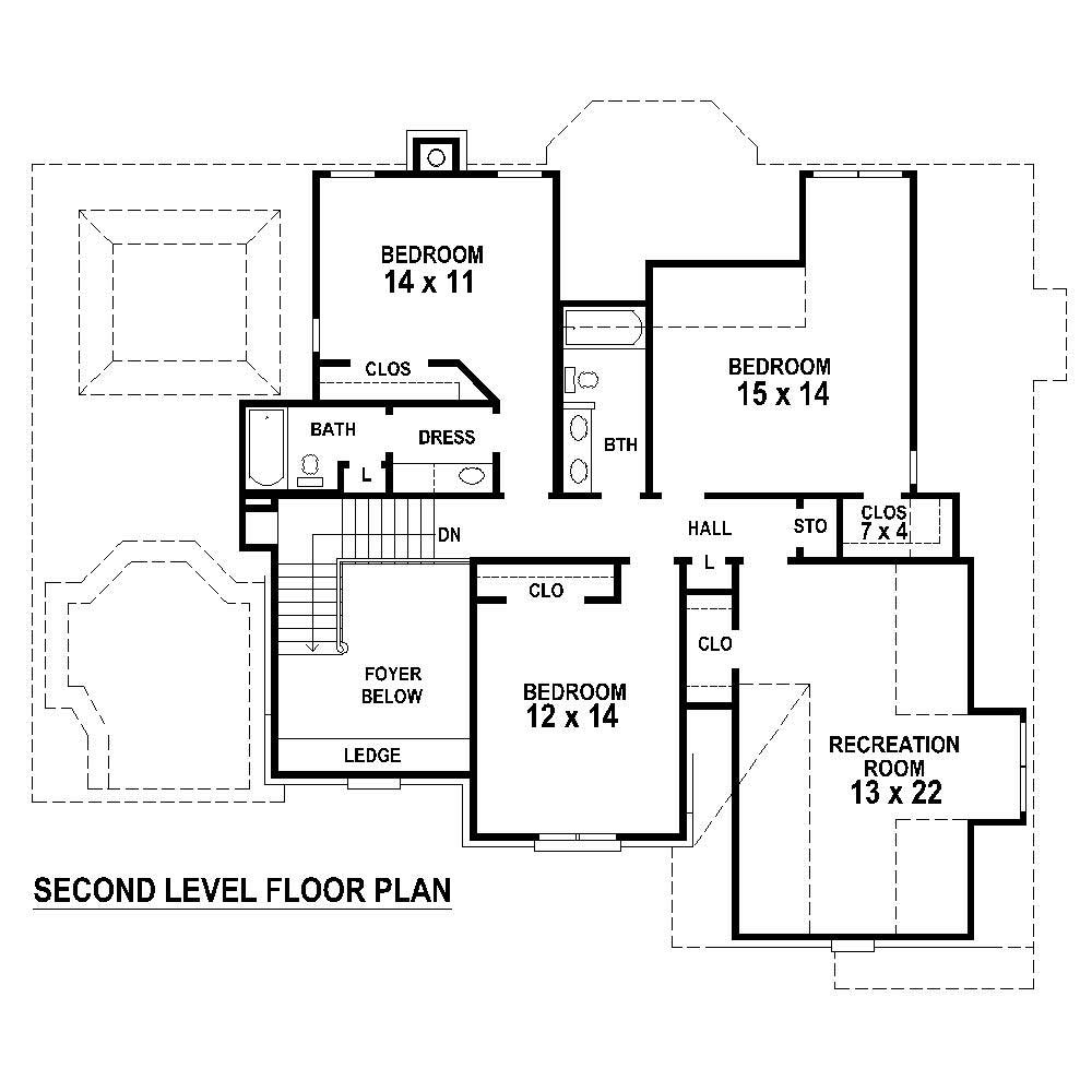 Floor Plan Second Story of French Plan #170-1777