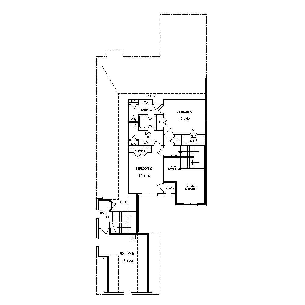 Floor Plan Second Story of French Plan #170-1778
