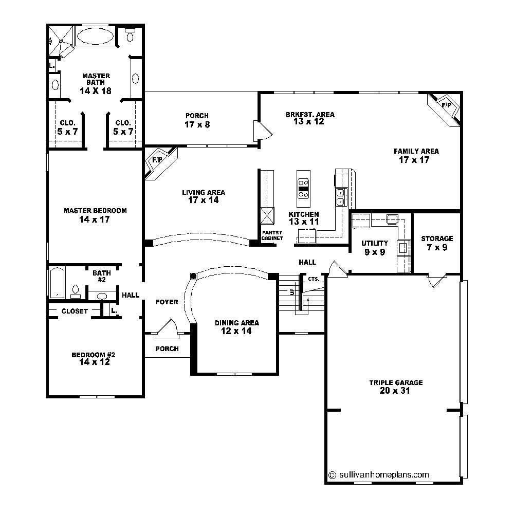 Floor Plan First Story of Luxury Plan #170-1781