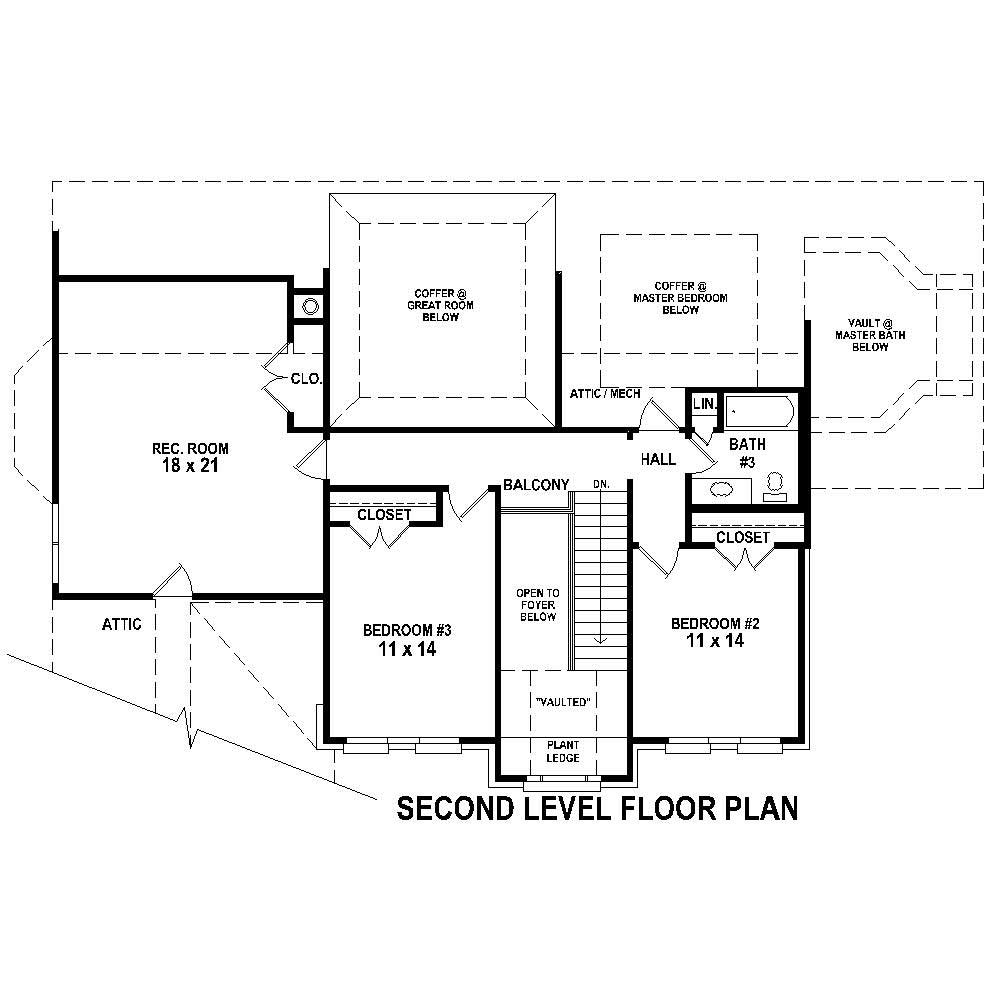 Floor Plan Second Story of French Plan #170-1784
