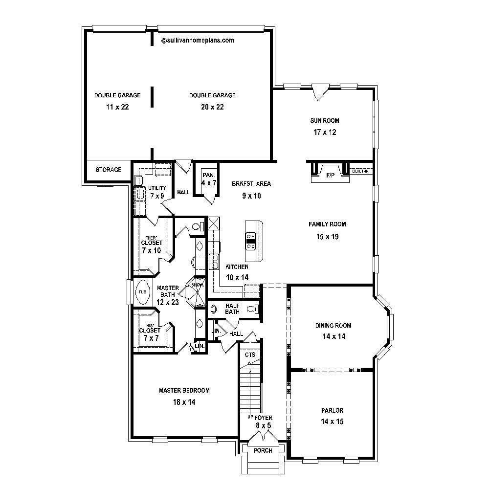Floor Plan First Story of French Plan #170-1789