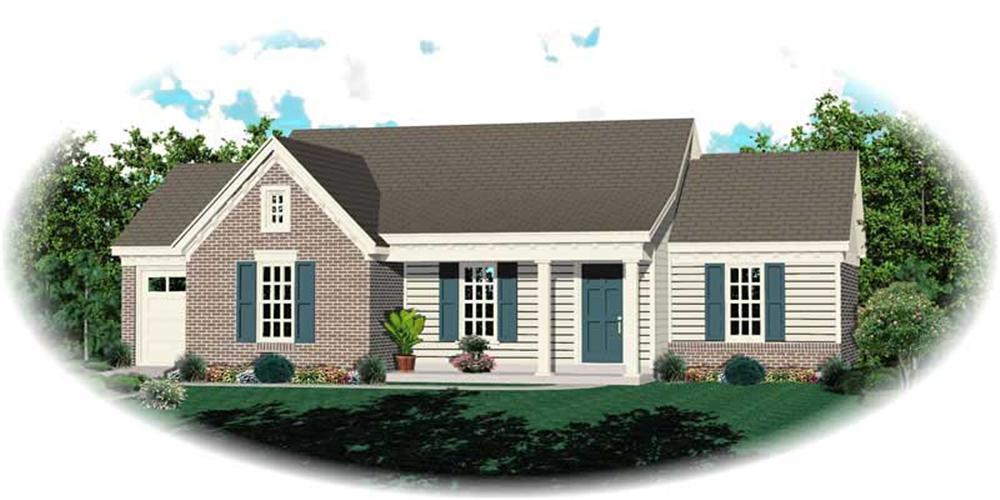 Front view of Ranch home (ThePlanCollection: House Plan #170-1796)