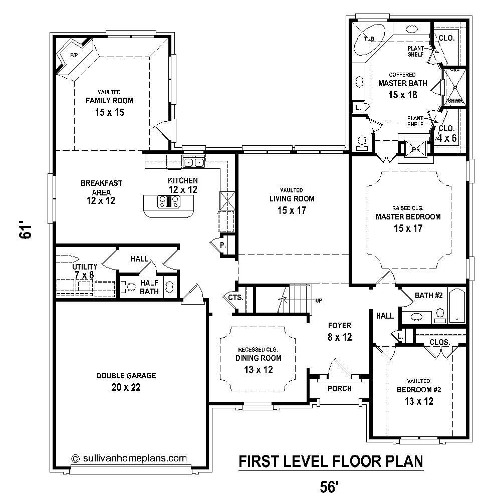 Floor Plan First Story of French Plan #170-1799