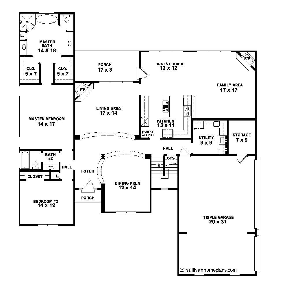 Floor Plan First Story of Luxury Plan #170-1804