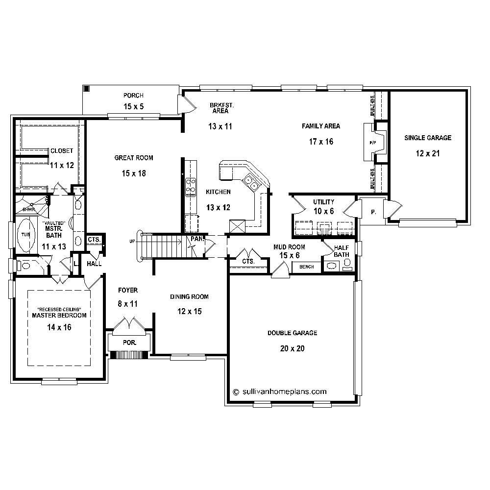 Floor Plan First Story of French Plan #170-1811