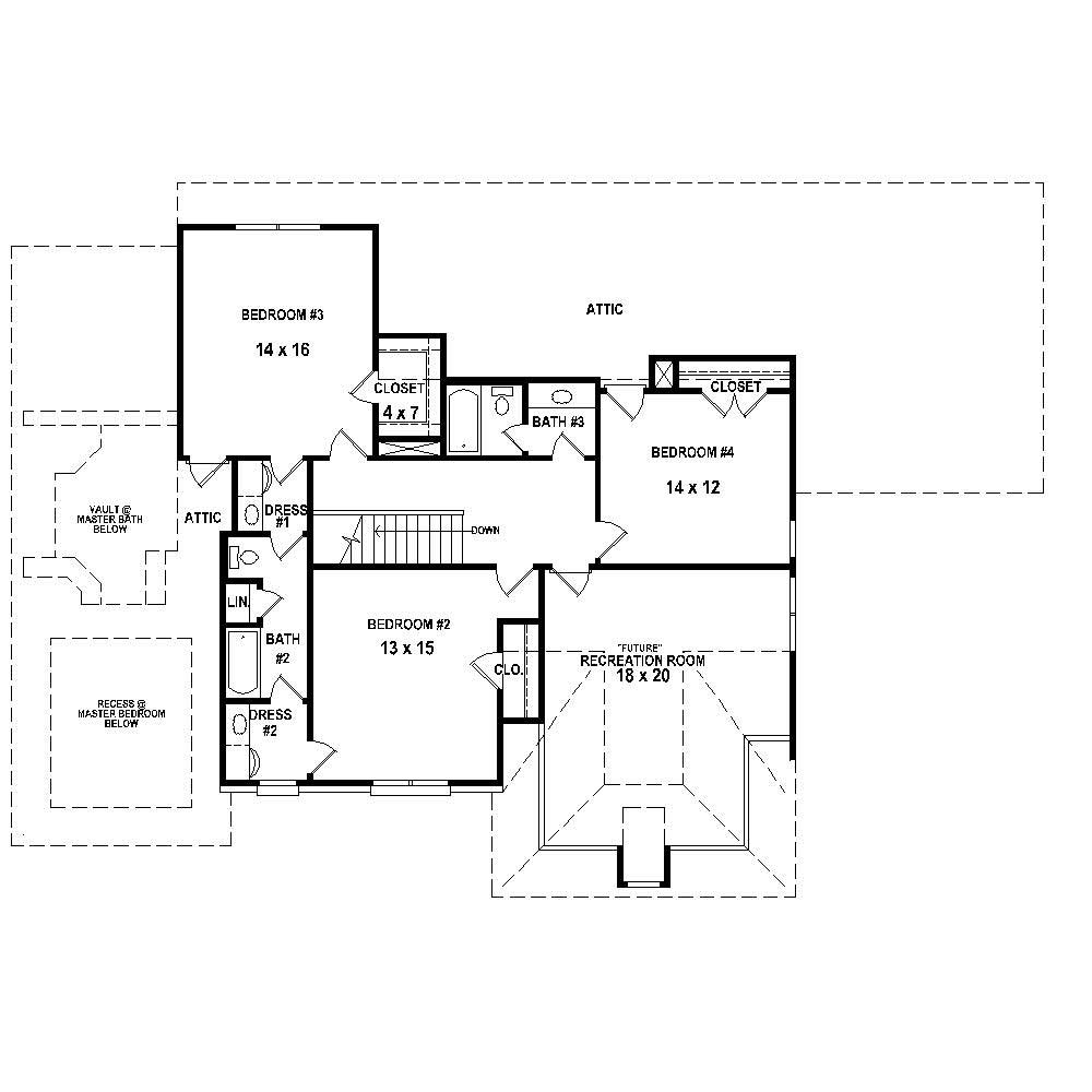 Floor Plan Second Story of French Plan #170-1811