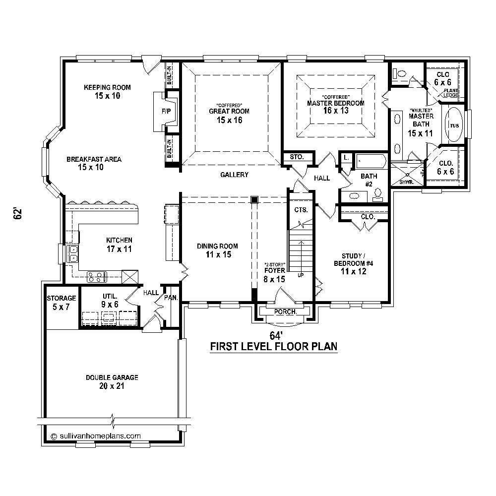 Floor Plan First Story of French Plan #170-1814