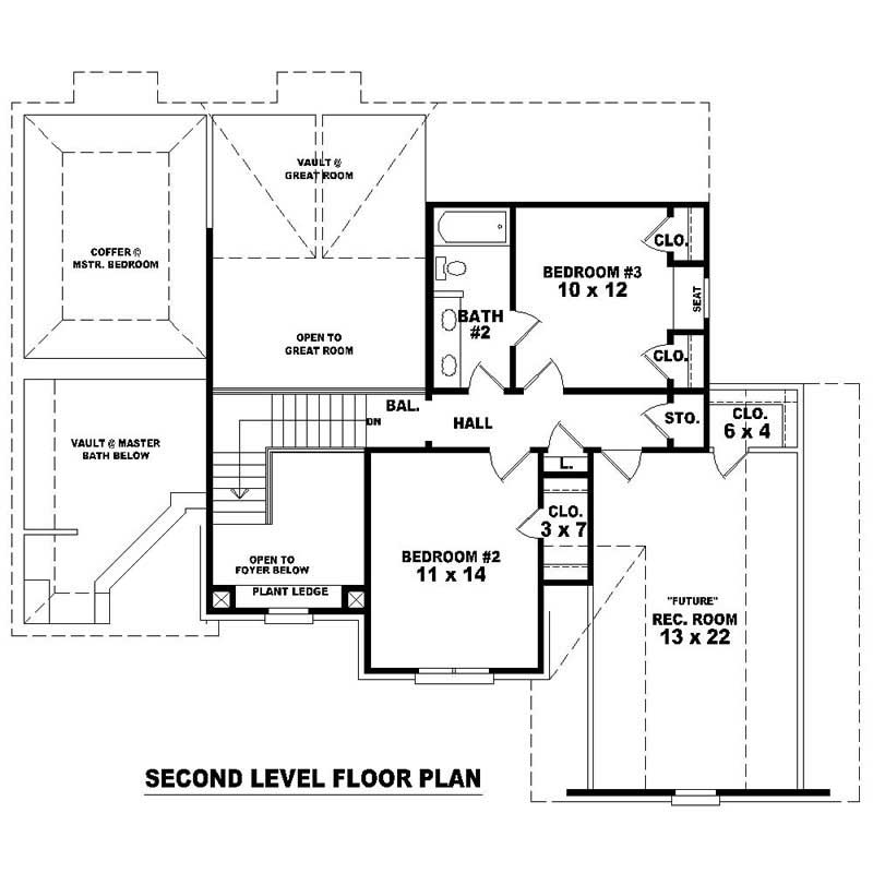 Floor Plan Second Story of French Plan #170-1817