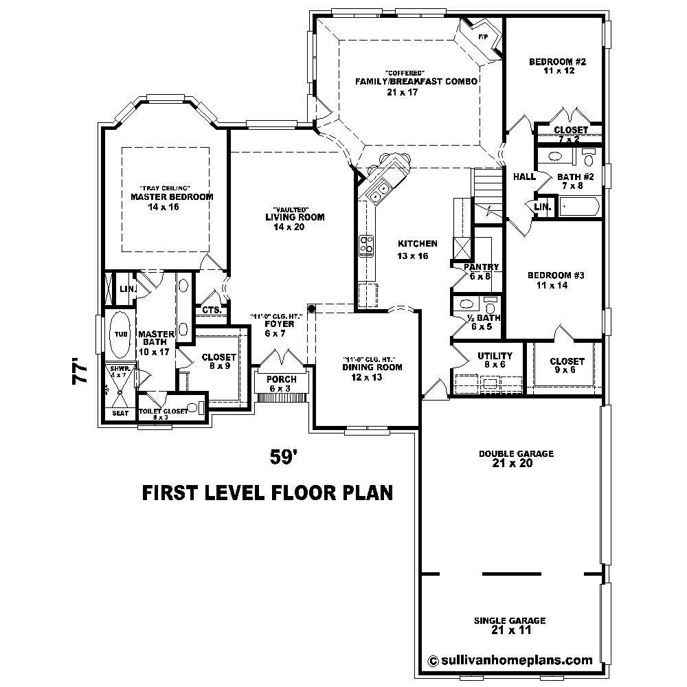Floor Plan First Story of Country Plan #170-1822