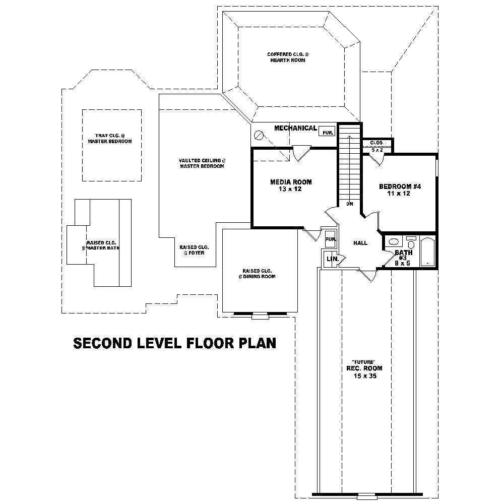 Floor Plan Second Story of Country Plan #170-1822